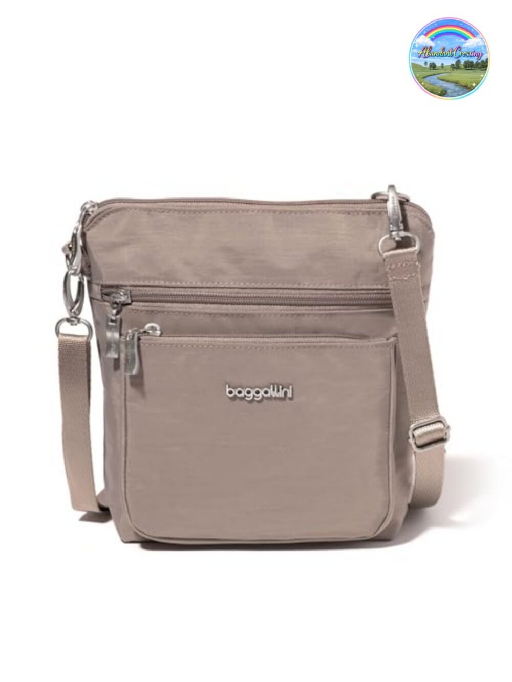 Water-Resistant Nylon Crossbody Bag with RFID Blocking, 8.5x8.5, Adjustable